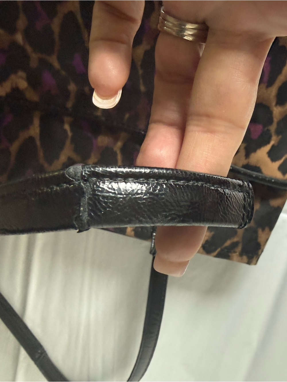 Coach F25282 Leopard Print Purple Patent Shoulder Bag Purse - Picture 14 of 14